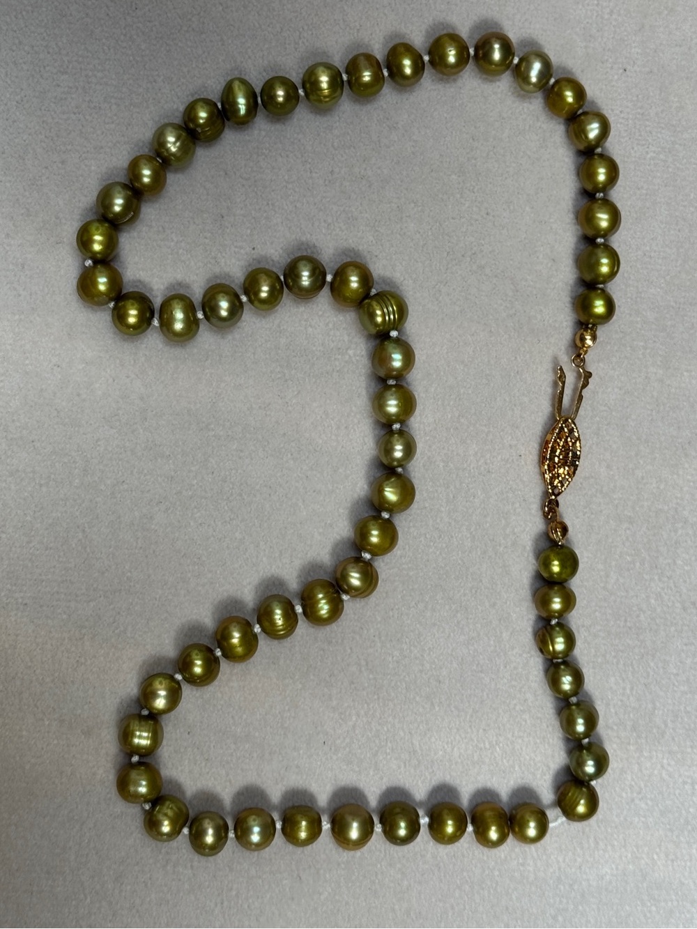 Olive Green Pearl Strand Necklace